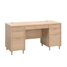 an office desk with two drawers and one drawer on the top, in light wood