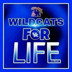 the wildcats for life logo is shown on a blue background with white lettering