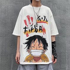 Gender:Men's,Women's,Couple's,Unisex; What's in the box:T-shirt; Types:Manga,Cartoon,T-shirt; Holiday:Masquerade,Carnival; Style:Street Style,Punk  Gothic; Occasion:Casual Daily; Material:100% Polyester; Age Group:Adults'; Characters:Monkey D. Luffy; Cosplay Works:One Piece; Pattern:Anime; Design:Graphic; Neckline:Round Neck; Sleeve Type:T-shirt Sleeve; Listing Date:01/23/2024; Production mode:External procurement; Clothing Length:; Bust:; Print Type:Hot Stamping White Anime T-shirt With Letter Print, White Anime Print T-shirt For Fans, White Anime T-shirt For Cosplay, Kawaii T-shirt For Cosplay With Crew Neck, White Harajuku T-shirt With Character Print, White Anime Style Top With Cartoon Print, White Anime Print Tops, White Cartoon Print T-shirt For Fans, White Harajuku T-shirt With Cartoon Print