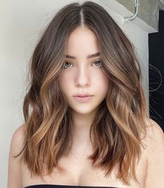 Convex Face Hairstyles, Super Subtle Highlights, Mid Length Caramel Balayage, Soft Caramel Highlights On Brown Hair, Mid Length Hair With Balayage, Balayage Hair Mid Length, Caramel Ombre Hair Honey, Mid Length Balayage Hair Brunettes, Mid Brown Hair