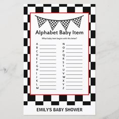 a black and white checkered baby shower game