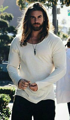 Long Hair And Beard, Man With Long Hair, Long Hair Styles Men, Hair And Beard Styles, Beard Styles, Good Looking Men, Male Beauty, Male Models