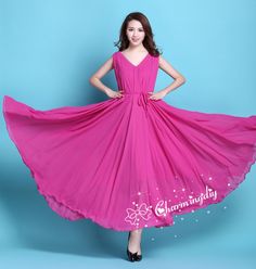 Chiffon Rosy V Neck Long Party Evening Wedding Lightweight Maternity Sundress Summer Holiday Beach Dress Bridesmaid Dress Maxi Skirt Detail Info: ❤ Color: Rosy More color choice link: https://www.etsy.com/listing/213656440/chiffon-dress-color-card?ref=shop_home_feat_1 Please just note your color choice with your order. ❤ Material: Chiffon ❤ The dress doesn't limit the chest size and waitst size, arm hole 45cm ( (if your upper arm circle circumference is more than 40cm, please not your size with Maternity Photo Dresses, Maternity Sundress, Beach Holiday Dresses, Sundress Summer, Baby Shower Dresses, Shower Dresses, Holiday Beach, Dress Bridesmaid, Evening Wedding