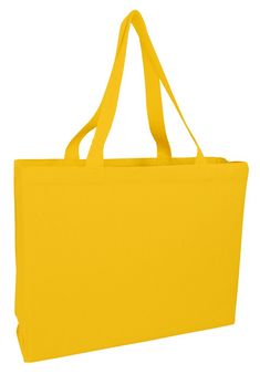 a large yellow bag is shown against a white background with the handles folded down to show it's inner pocket