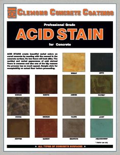 concrete floor stain, acid stain for concrete, and concrete acid stains. Concrete Stain Colors Outdoor, Concrete Floor Colors, Concrete Floor Stain, Stained Cement Floors, House Flooring Ideas, Concrete Acid Stain Colors, Stained Brick, Epoxy Resin Supplies, Acid Stained Concrete Floors