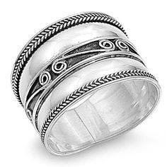 Sterling Silver Women's Bali Rope Ring Wide 925 Band Swirl Oxidized Jewelry Female Male Size 10 All our silver jewelry is crafted from .925 silver also commonly referred to as sterling silver. Sterling silver is the standard for beautiful high-quality silver jewelry and can not be replicated by lower priced silver plated jewelry. It is 92.5% pure silver, mixed with alloys to add strength and durability to stand the test of time. We promise superior service which includes fast shipping, great com Pink Tourmaline Engagement Ring, Morganite Engagement Ring Set, Gold Diamond Wedding Rings, Tourmaline Engagement Ring, Thumb Rings Silver, Rope Ring, Female Male, Thumb Ring, White Gold Wedding Rings