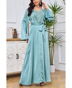 Get 10% off now! Buy modest long sleeves women muslim abaya party dress with sash at cheap price online. Free stable shipping and pro custom service since 2009. Modest Long Sleeve Thobe For Eid, Long Sleeve Thobe For Eid, Modest Long Sleeve Abaya For Eid, Blue Long Sleeve Thobe For Party, Modest Long Sleeve Abaya For Party, Elegant Long Sleeve Thobe For Eid, Elegant Long Sleeve Thobe With Modesty Panel, Modest Long Sleeve Dresses For Eid, Abaya Party Dress