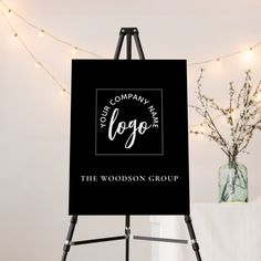 Simple Minimalist Logo Name Black Black Sign, Foam Board, Sign Poster