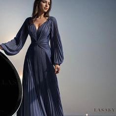 Lasaky - Online Store featuring Long Sleeve Ruffle Pleated Evening Gowns Dress Websites, Evening Dress Collection, White Gown, Long Sleeve Evening Dresses, Neck Bodycon Dress, Long Sleeve Knit Dress, Bubble Sleeve, Dress Images, Sleeves Clothing