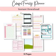 the printable family planner is shown here