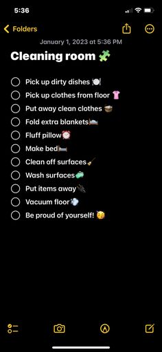 the cleaning room checklist is displayed in this screenshote image, which shows how to