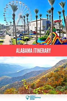 the mountains and palm trees are featured in this postcard with text that reads,