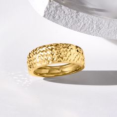 Ross-Simons - Italian 14kt Yellow Gold Textured and Polished Ring Size 5. Italian goldsmiths go contemporary on this 14kt yellow gold design. Textured and polished finishes cover the surface of the ring in a glittery, geometric texture for visual interest and chic appeal. 1/4" wide. 14kt yellow gold ring. Diamond Ring Cuts, Geometric Texture, Geometric Textures, Yellow Gold Ring, Size 10 Rings, Gold Texture, Gold Design, Yellow Gold Rings, Gold Ring