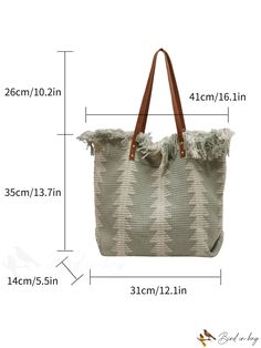 BirdinBag - Chic Color Blocking Tote Bag with Tassel Decor & Ample Space, Ideal for Students & Travelers Casual Shoulder Bag With Fringe, Casual Fringe Shoulder Bag, Casual Rectangular Bag With Fringe, Casual Rectangular Fringed Shoulder Bag, Trendy Travel Bags With Tassels, Rectangular Fringe Bags For Shopping, Travel Bags With Fringe And Double Handle, Trendy Tassel Travel Bags, Casual Fringe Bags For Everyday Use