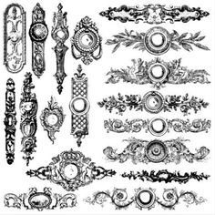 an old fashioned set of ornate design elements