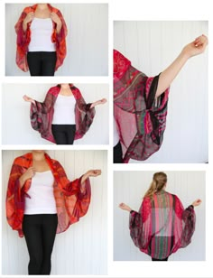 Turn your scarf into a kimono Mode Kimono, Ways To Wear A Scarf, Diy Scarf, Scarf Tying, How To Wear Scarves, Scarf Styles