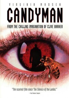 the movie poster for candyman, starring an image of a man with a bee on his eye