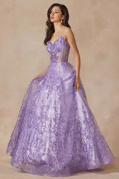 La Merchandise LAT2414 Glitter Special Occasion Corset Formal Gown - LILAC / XS Glitter Corset, Train Fabric, Special Ocassion Dresses, Corset Gown, Corset Bodysuit, Corset Boning, Fabric Glitter, Prom Ball Gown, Bra Cup