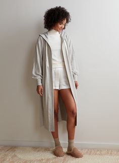 Heathered Reading Robe - Grey State Oversized Cozy Hoodie For Lounging, Cozy Oversized Hoodie For Lounging, Super Soft Long Sleeve Loungewear Outerwear, Comfy Hoodie For Lounging With Relaxed Fit, Relaxed Fit Athleisure Hoodie For Lounging, Winter Relaxed Loungewear Sweatshirt, Relaxed Fit Long Sleeve Hoodie For Lounging, Comfortable Drawstring Hood Sweatshirt For Loungewear, Comfortable Loungewear Sweatshirt With Drawstring Hood