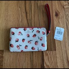 Coach Wristlet - Berries & Cherries - NWT Designer Wristlet, Coach Strawberry, Preppy Bags, Aesthetic Bags, Work Schedule, Girly Bags, Cute Handbags