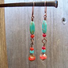 Beaded Earrings Diy, Earrings Diy, Coral Earrings, Earrings Turquoise, Lake Forest, Coral Turquoise, Pretty Earrings, Delicate Earrings, Earrings Boho