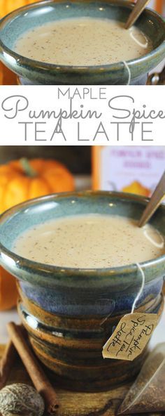 maple pumpkin spice tea latte in a bowl