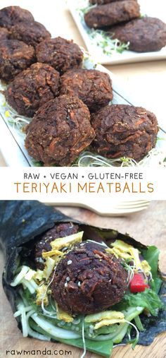 raw vegan and gluten - free teriyaki meatballs on a plate