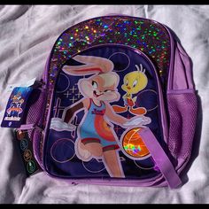 Space Jam Lola Bunny Backpack Looney Tune Squad School Book Bag Tote 17". New With Tags Minnie Mouse Purse, Disney Princess Backpack, Princess Backpack, Mickey Mouse Backpack, Bunny Backpack, Minnie Mouse Backpack, Cinch Sack, Reusable Lunch Bags, Cinch Bag