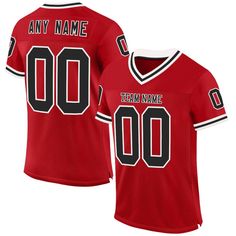 Custom Throwback Football Jersey Red Black-White Mesh Authentic - FansIdea Red Team Spirit Jersey For College, Red Jersey For College Team Spirit, Red Collegiate Jersey, Customizable, Red Varsity Jersey With Team Name, Red Varsity Jersey For Fan Gear, Red Varsity Jersey For Fans, Collegiate Red Jersey For College, Red Collegiate Jersey For College, Collegiate Style Red Jersey For College