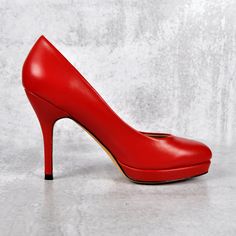 New York Look Bright Red Pumps! Classic, Timeless, Iconic. All Seasons. This Is A Gorgeous Pair Of Red Slip On Heels. So Good With Cuffed Denim And A White V-Neck T!! All Leather Upper And Soles. Size: 37 Heel Height: 4 1/2 Inches 1/2 Inch Front Platform Approximate Measurement Of Insole From Toe To Heel: 9 1/2 Inches In Like New Condition... Only Marks On The Bottom Of Leather Sole But This Is Not Wear, Just Marking. Heel Caps Brand New Condition. Red Heels With Sculpted Heel For Office, Red Heels With 4-inch Heel For Work, Classic Red Heels With Reinforced Heel, Red High Heel Court Shoes For Work, Red High Heel Court Shoes For Office, Red High Heel Workwear Heels, Red Closed Toe Heels For Work, Red High Heels For Work, Classic Red Court Shoes For Office