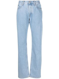 light blue cotton high waist belt loops button fly fastening classic five pockets straight leg Boyfriend Denim, The Attico, Latest Fashion Design, Jeans Boyfriend, Jeans Brands, Roberto Cavalli, Jeans Dress, Waist Belt, Victoria Beckham