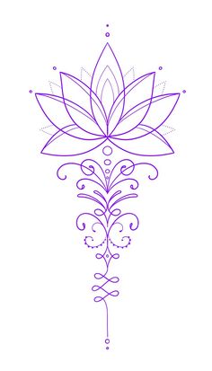 a drawing of a purple flower on a white background