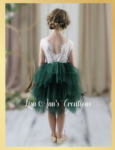 Hunter Green Flower Girl Dress Find charm in every detail of this enchanting Flower Girl Dress, perfect for a Boho-inspired wedding celebration. With delightful lace accents and playful tulle layers, it's the ultimate blend of elegance and whimsy. Perfect for pint-sized fashionistas stealing the show! While our dresses are widely used as flower girl dresses, they can also be used as birthday dresses, daddy daughter dance dresses, photo shoots, family photos or any other event where you would lik Flower Girl Dresses Green, Dark Green Flower Girl Dresses, Flowergirl Dresses Emerald Green, Hunter Green Flower Girl Dress, Green Velvet Flower Girl Dress, Wedding Kids Outfit, Green Flower Girl Dresses, Hunter Green Dresses, Flower Girl Outfit