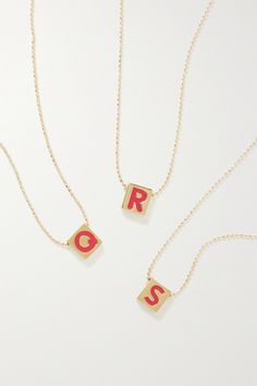 Shop ROXANNE ASSOULIN Initial This gold-plated and enamel necklace, Explore the latest ROXANNE ASSOULIN women's collection today on NET A PORTER Personalized Gold Enamel Charm Necklace, Gold Enamel Necklace With Delicate Chain, Enamel Initial Pendant Jewelry Gift, Personalized Red Necklace For Gift, Dainty Red Personalized Charm Necklaces, Dainty Personalized Red Charm Necklaces, Enamel Gold Jewelry With Initials, Red Personalized Dainty Necklace, Enamel Initial Pendant Necklace As Gift