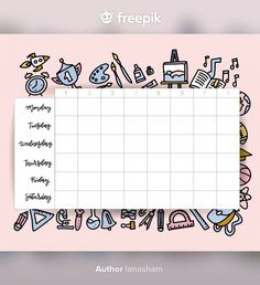 a pink background with doodles on it and the words'freepik'written in