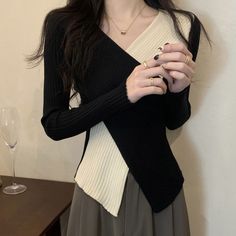 Size: L, Color: Black And Apricot Silk T Shirt, Long Sleeve Prom, Tailored Dress, Collar Designs, Work Looks, Style Minimalist, Retro Aesthetic, Clothing Patterns, Apricot