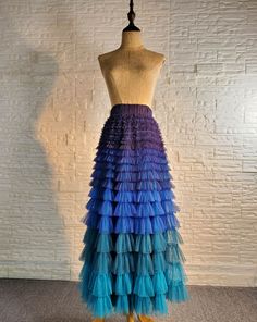 TIERED TULLE MAXI SKIRT WOMEN RED LAYERED LONG TULLE SKIRT WEDDING PARTY HOLIDAY OUTFIT CUSTOM PLUS SIZE LAYERED TULLE SKIRT HIGH WAISTED ROMANTIC TULLE SKIRT, RED, NAVY BLUE ,PURPLE, Other mixture colors are also available. This long tiered tulle skirt is made of top quality multi-colo...