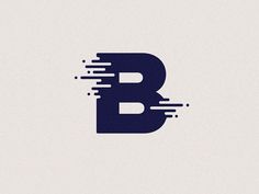 the letter b is made up of blue and white lines with black dots on it