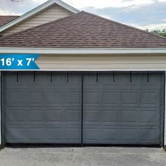 two garage doors are shown with the measurements for each one