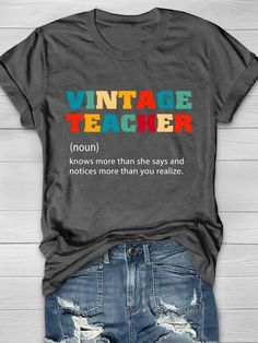 Vintage Teacher, Logistics Network, Slogan Tshirt, Teacher Tees, Teacher Outfits, Teacher Tshirts, School Shirts, Me Time, Teacher Shirts