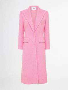 Pink Notch Lapel Outerwear With Welt Pockets, Tailored Pink Outerwear With Welt Pockets, Fitted Outerwear With Straight Hem For Fall, Fitted Outerwear With Pockets And Straight Hem, Aurora Dress, Check Coat, Longline Coat, Maxi Coat, Pink Maxi