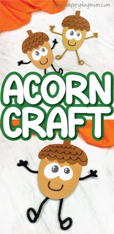 an advertisement for acorn craft with two cartoon faces on it and the words acorn craft