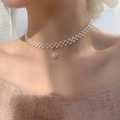 Occasion: AnniversaryCompatibility: All CompatiblePearl Type: Simulated-pearlShape\pattern: Geometric Woven Choker, قلادات متدلية, Fancy Jewelry Necklace, Pretty Jewelry Necklaces, Korean Design, Braided Necklace, Handmade Jewelry Tutorials, Handmade Fashion Jewelry, Classy Jewelry