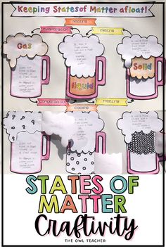 states of matter craftivity for kids to make with paper and construction materials on the back