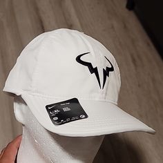 Rafael Nadal Nike Drifit Hat Size Xl/L Mens Strap Back Awesome Hat Great For Outdoor Perfect For Tennis Amazing Hat Nike Outdoor Hats, White Baseball Cap For Golf, White Short Brim Hat For Outdoor, Casual White Baseball Cap For Golf, Nike White Hat With Curved Brim, Nike White Curved Brim Hat, White Nike Hat With Curved Brim, White Casual Golf Hat, Casual White Golf Hat