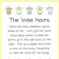 the poem is written in black and white on a yellow background with baby's clothes