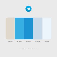 the color palette is blue, beige and white with an arrow in the bottom right corner