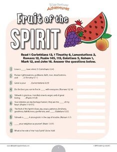 the fruit of the spirit worksheet is shown with instructions for students to use it