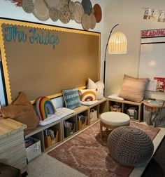 a child's playroom with lots of toys and decor