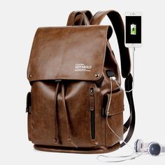 Description:Gender:MenPattern:Solid ColorMaterial:Faux LeatherColor:Black,Brown,CoffeeClosure Type:StringSize:MStyle:Retro,Business,Outdoor,VintageFunction:Waterproof,Wear-resistance,BreathableBags Structure:Interior Slot Pocket,Cell phone Pocket,Interior CompartmentBag Capacity:13.3 Inch Laptop,4.7 Inch iPhone,4A Magazine,5.5 Inch iPhone,6.3 Inch Phone,5.8 Inch PhoneDetail In Size:(1cm=0.39inch)Bag Height:46cm/18.11''Bag Width:32cm/12.59''Bag Thickness:18cm/7.08''Package Included:1*Bag Disclaim Faux Leather Bags, Leather Bags For Men, Laptop Backpack Mens, Computer Bags, Leather Travel, Bag Travel, Men's Backpack, Laptop Backpack